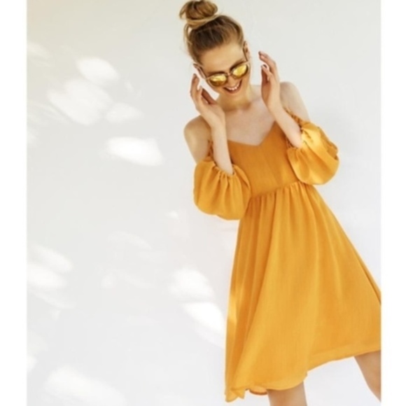 Anthro Carina Mango Open Shoulder dress